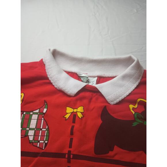 Vintage Logotel Christmas Sweatshirt Scottie Dog Red Christmas Festive Holiday M - Picture 3 of 5